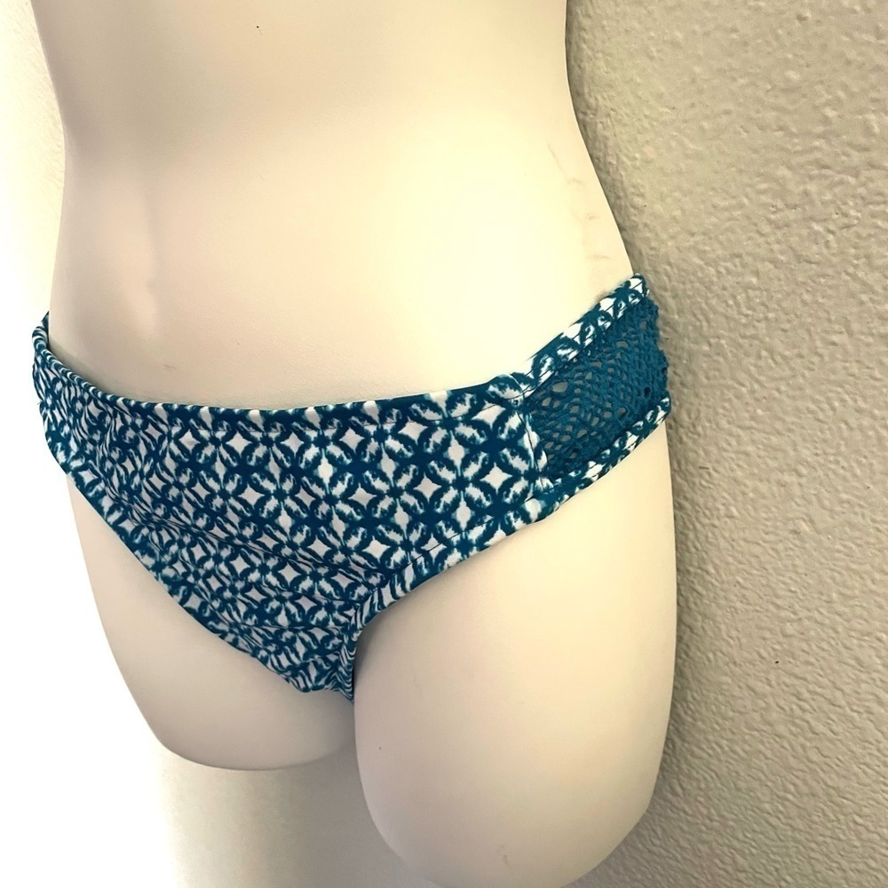 MOSSIMO teal print side lace hipster bikini bottom size XL - Picture 2 of 9